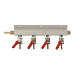 843654 - 4-way Gas Distributor - 1/4" barbs