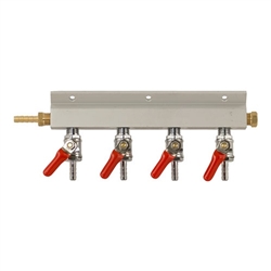 843654 - 4-way Gas Distributor - 1/4" barbs