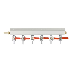 843656 - 6-way Gas Distributor - 1/4" barbs